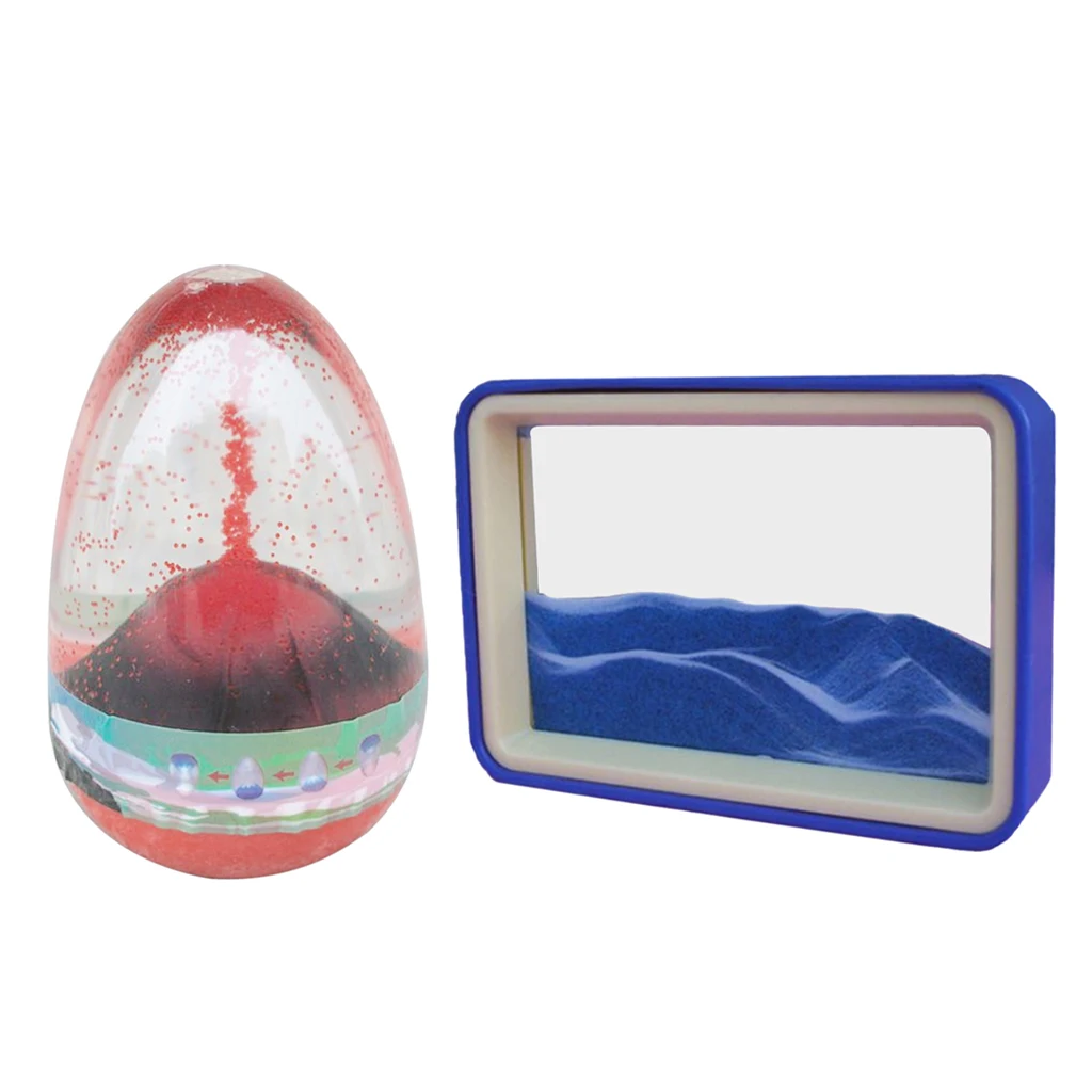

2pcs Floating Oil Liquid Bubbler Motion Hourglass 3D Visual Flowing Sand Drawing Painting Sand Timer