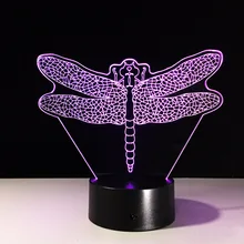 Стрекоза 3d лампа 7 цветов светодиодный ночник для детей сенсорный светодиодный Usb Настольный Lampara Lampe детский спальный ночник Luminaria 3d