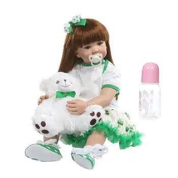 

60cm Reborn Doll Realistic Silicone Vinyl Newborn Babies Toy Long Hair Girl Princess Clothes Pacifier Lifelike Handmade Birthday