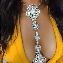 Vedawas, модное длинное ожерелье на цепочке в Фейсбуке, массивное ювелирное изделие, женское колье с кристаллами, сексуальное бохо-воротник, макси-ожерелье, XG1814