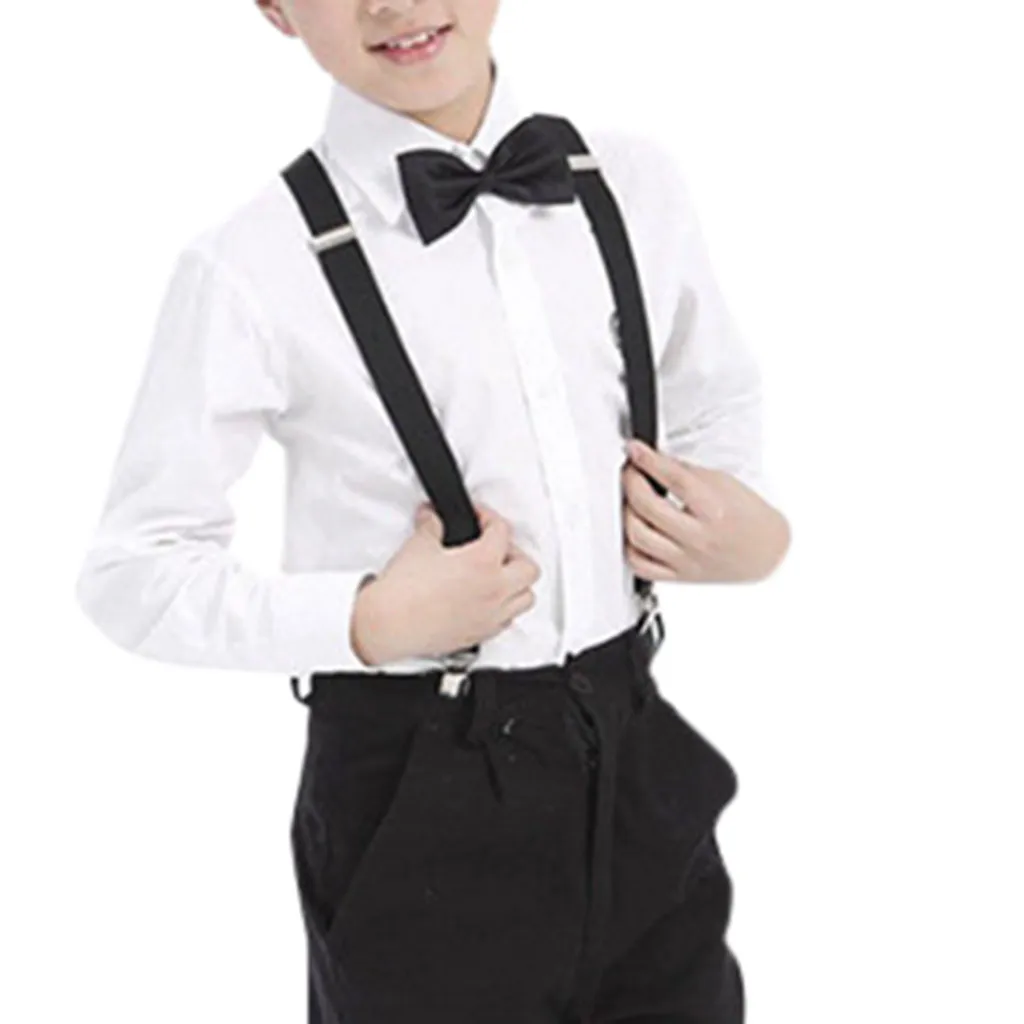 

Kids Baby Boy Suspenders Adjustable Braces Elastic Suspenders and Bow Tie Set Blaser Suit Accessories SD