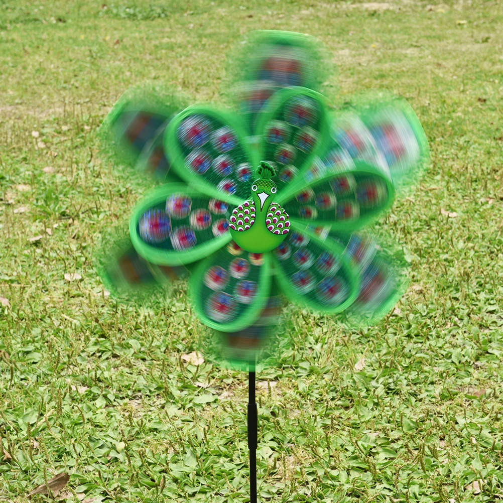 Двухслойный Павлин лазерные блестки ветряная мельница красочный ветер Спиннер домашний сад Декор Двор детская игрушка