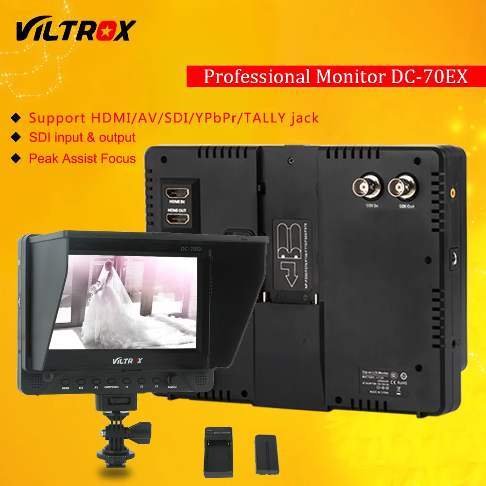 

Viltrox DC-70EX 7'' HD Clip-on HDMI/SDI/AV Input Camera Video LCD Monitor Display & Battery & Charger for Canon Nikon DSLR