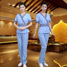 Здоровье спа косметолог рабочая одежда Весна и лето короткий рукав педикюр техник взять униформа для салонов красоты Набор