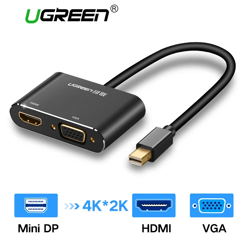 Ugreen Mini DisplayPort to HDMI VGA Adapter Thunderbolt 2 Converter DP Cable for MacBook Air 13 Surface Pro 4 Mini DisplayPort