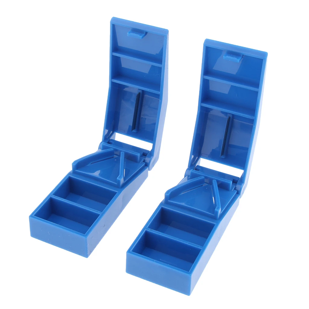 Pack of 2pcs Blue Durable Pill Cutters Tablet Dividers Perfect Medicine Slicers for Home Travel Use