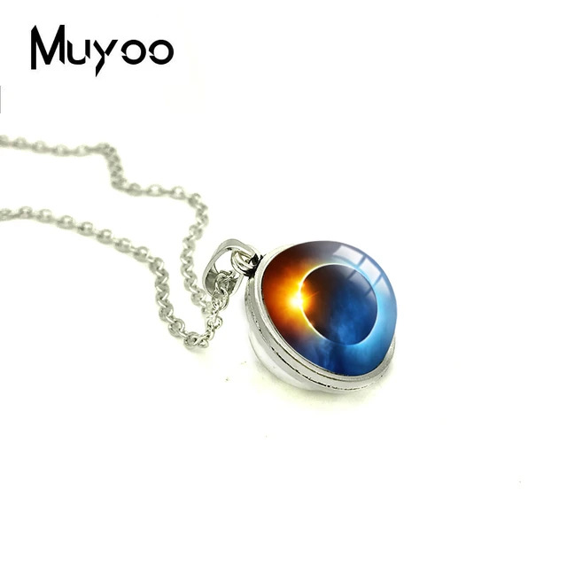 Solar Eclipse Necklace Galaxy Jewelry Outer Space Sun Collares