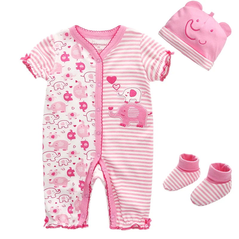 Комплект одежды из 3 предметов осенний хлопковый комбинезон с короткими рукавами для маленьких мальчиков и девочек+ шапка+ носки, комплект для малышей, одежда для малышей