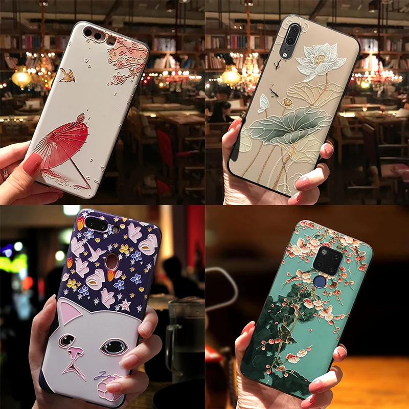 

3D Emboss TPU For Huawei P8 P10 P20 P30 Mate 10 20 Pro P9 P8 Lite Mini 2017 Nova 2i 3 3i 3e P Smart Plus 2019 Relief Flower Case