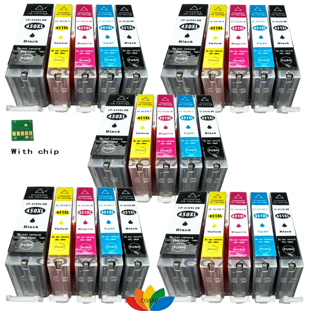 

25 Compatible PGI-450 CLI-451 Ink Cartridge for Canon PIXMA IP7240 MG5440 MG5540 MG6440 MG6640 MG5640 MX924 MX724 IX6840 printe