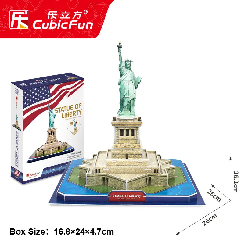 

Candice guo! Hot sale puzzle toy CubicFun 3D paper model toy jigsaw game USA famous Statue of Liberty birthday gift 1pc
