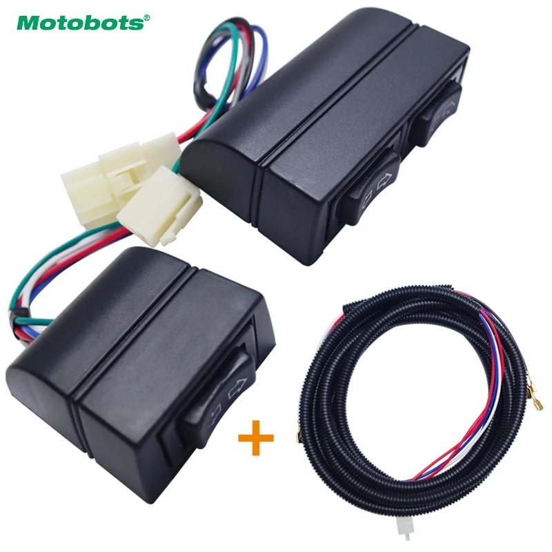 

MOTOBOTS 12V/24V 5pins Front 2 Doors Double Arrow Auto Window Switch Button With Harness & LED Light Car Switch #CA4438