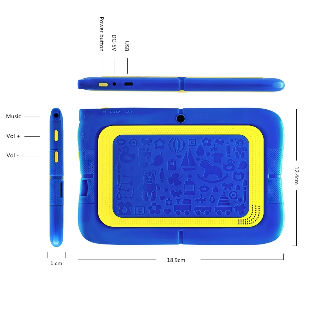 YUNTAB 7 inch четыре цвета Q88R Ивава Дети tablet PC, программное обеспечение для родительского контроля и Ивава дети планшет с chic Стенд случае