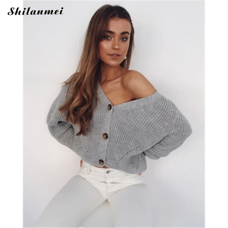 

2019 Autumn Winter White Sweater Cardigan Oversized Women Fashion Long Sleeve V-Neck Sweater Coat High Street Cardigan Knitted