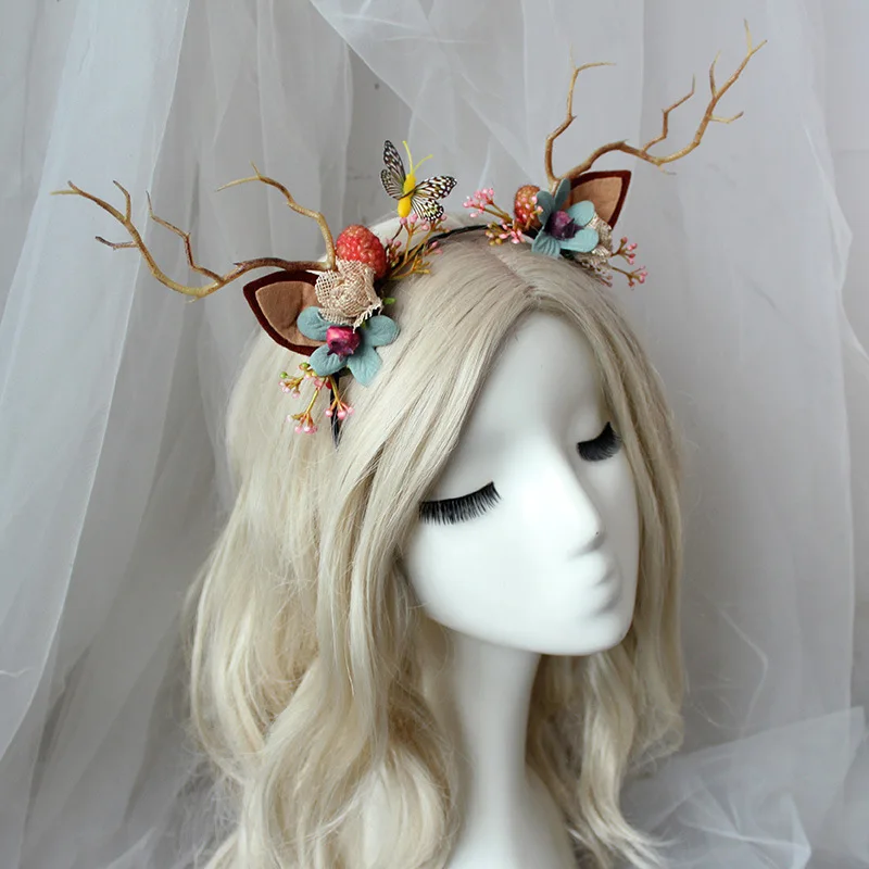 

2019 Free Shipping Hera Antlers Wholesale Hair Hoop, The New Branch Is Elf Christmas Headdress Flower Head Hoop Children Photo