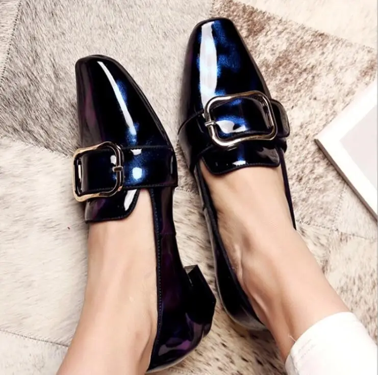 High quality casual Women shoes New Fashion leather woman cozy Slip-On Square Toe flats Office Career shoes womens Mujer W074 Women's Shoes