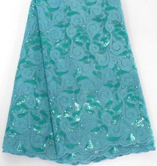 Нигерийское кружево для женщин платье французская Сетка кружевная ткань Африканская Тюлевая сетчатая кружевная ткань с блестками - Цвет: 4