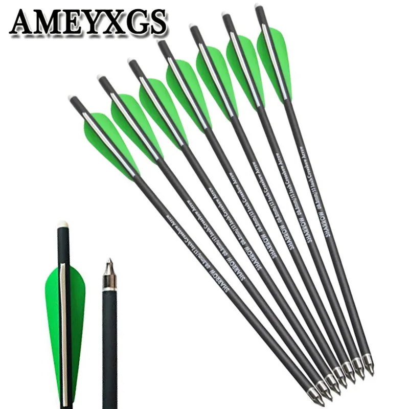 

12/24Pcs 17" Archery Crossbow Bolts Carbon Arrows with Replaceable Screw in Broadhead For Hunting Shooting Practice Accessories