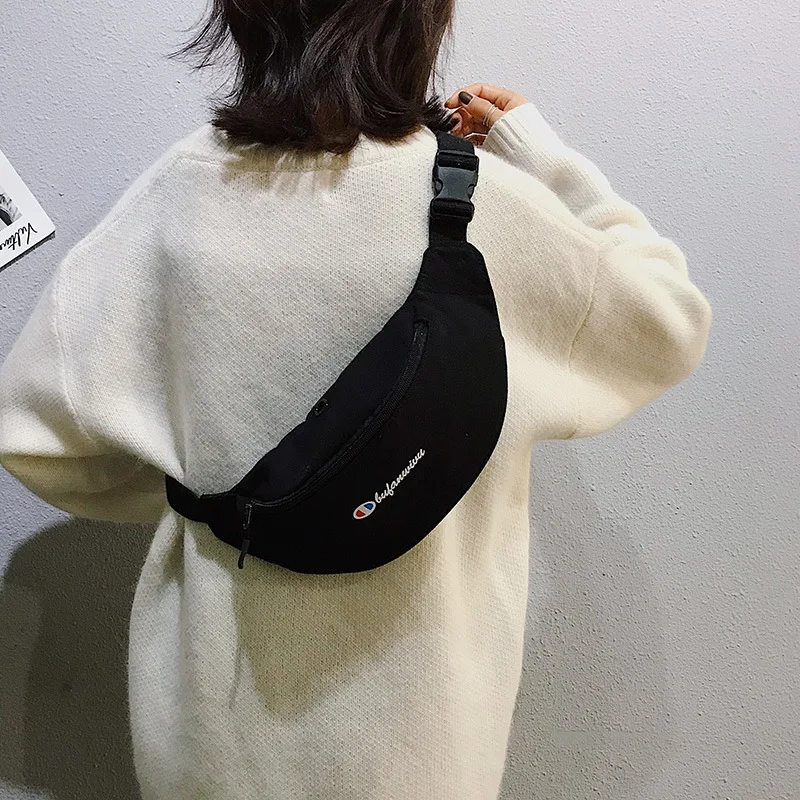 

Canvas Waist Bag 2019 New Solid Chest Handbag Unisex Fanny Pack Ladies Waist Pack Belly Bags Purse Outdoors Mountaineering Bag