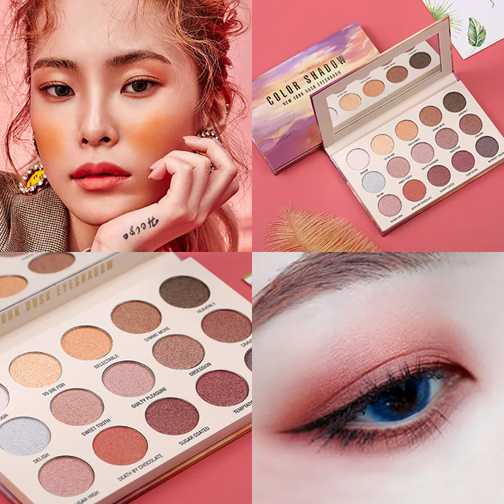 

15 Color Shimmer Glitter Shimmer Eye Shadow Plate Powder Matt Eyeshadow Profesional Pinceaux Maquillage Cosmetic