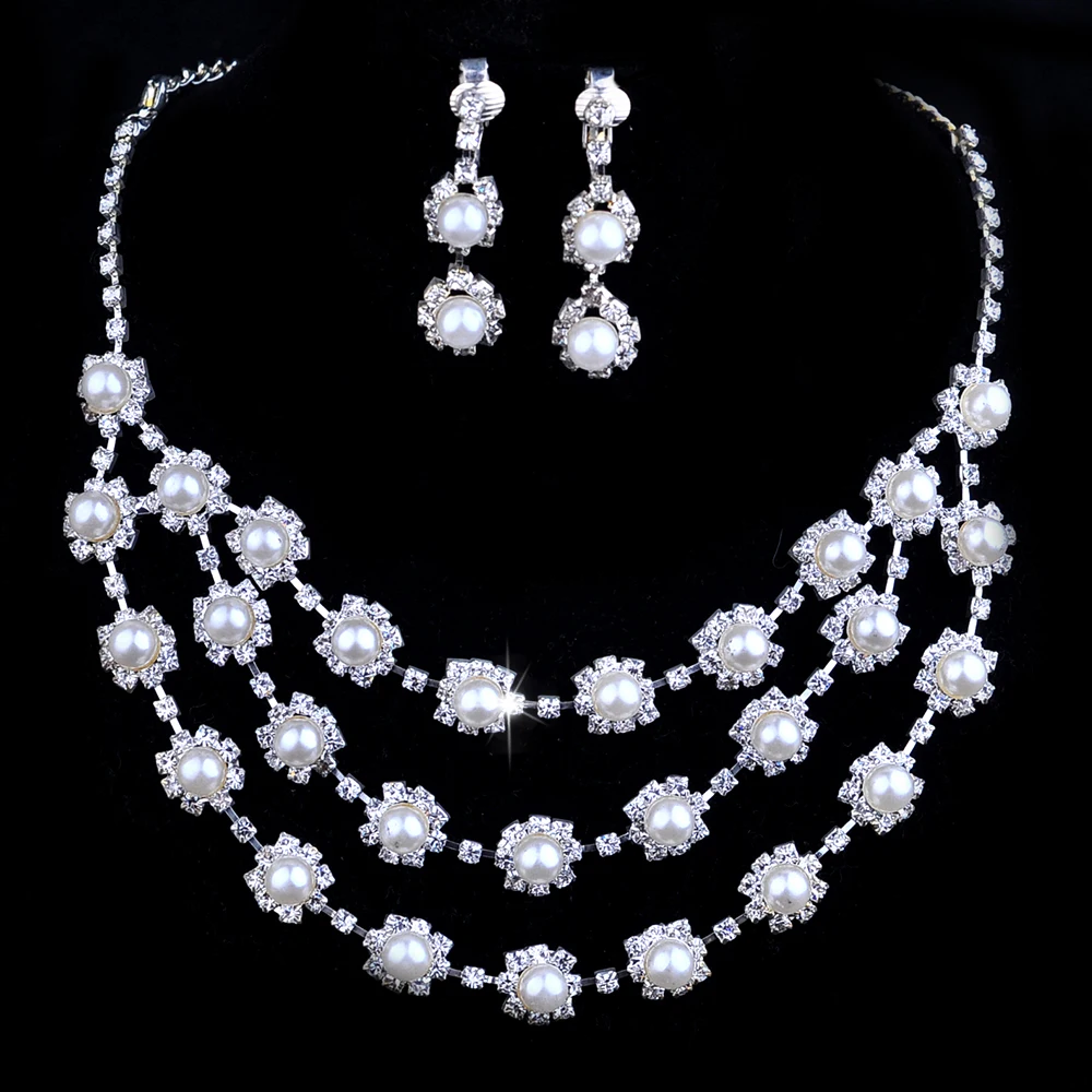 necklace earrings set bridal pearl jewelry fashion necklaces for women