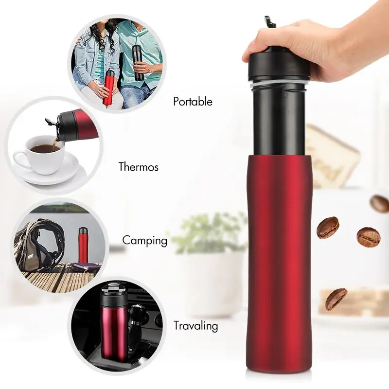 

350ML 2-Gen Stainless Steel Coffee Pot Cafetiere Outdoor Easy CarFrench Press With Filter Double Wall Insulation Design Pot Cup