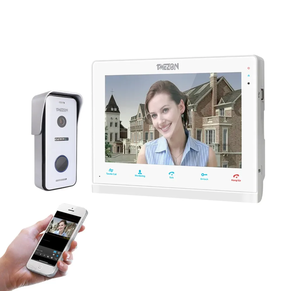 TMEZON 10 дюймов Беспроводной/Wifi Smart видео-звонок Дверной домофон Системы, 1xtouch Экран монитор с 1x720 P проводной дверная камера телефон