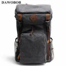 Винтаж кожа военной холст рюкзак Для мужчин рюкзак мешок школы шнурок рюкзак путешествия большой Ёмкость рюкзак