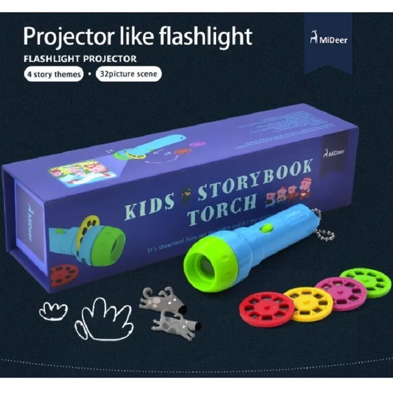 

Children Educational Cute Funny Bedtime Kids Story Flashlight Portable Torch Interactive Handheld Projector