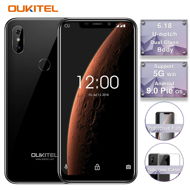 OUKITEL C13 Pro 5G/2,4G wifi 6,1" 19:9 2 ГБ 16 ГБ Android 9,0 мобильный телефон MT6739 Четырехъядерный 4G LTE смартфон распознавание лица отпечаток пальца - Цвет: Черный