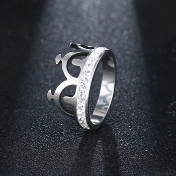

DOTIFI 316L Stainless Steel Rings For Women Silver color crown Engagement Wedding Ring Jewelry