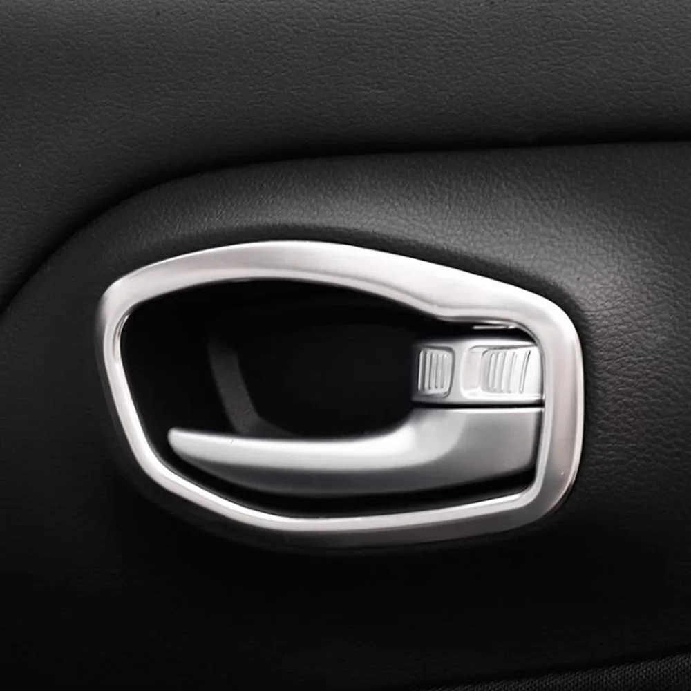 

METAL INTERIOR DOOR HANDLE BEZEL MOLDING COVER GARNISH FOR JEEP RENEGADE 2016 2017 2018 ACCESSORIES CAR STYLING