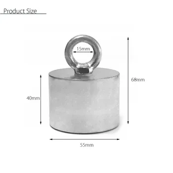 

SULEVE New 1Pc 55x40mm 30kg Neodymium Recovery Magnet Metal Detector with Handle Ringscrew High Quality Powerful