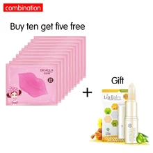 10 шт. губная пачка Кристалл Коллаген для губ маска колодки увлажняющий экстракт от старения против морщин набор патчей гель+ подарок 1 P помада