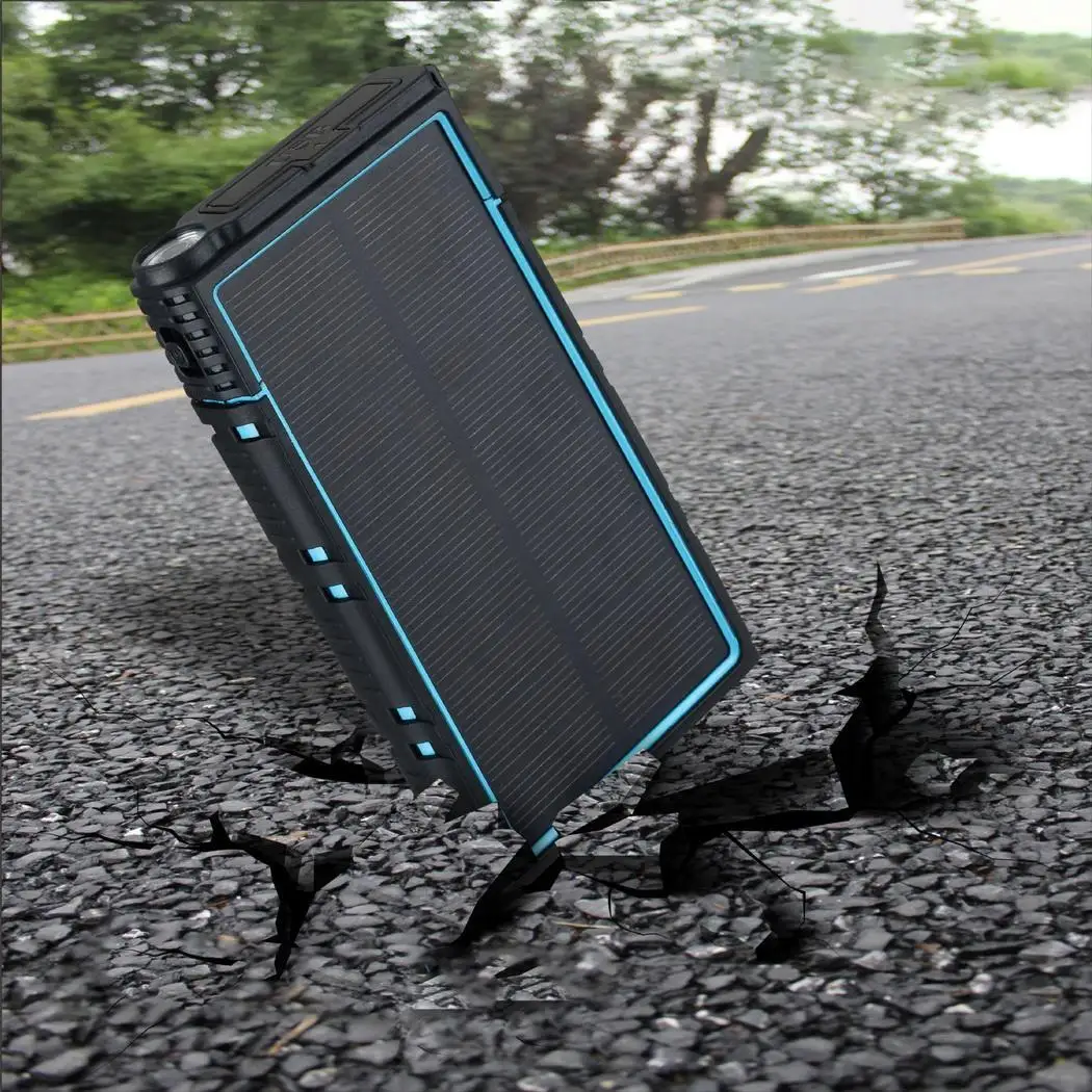 

Solar Panel Power Bank 30000mah Multi-function built in light Fallproof Power Bank Portable External Battery for iPhone