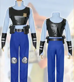 

FREE PP 2016 New Movie Zootopia Cosplay Officer Judy Cosplay Costume Outfit Bunny Ears Police Unform with Full Set Halloween