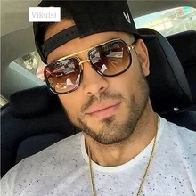 High Fashion Square Mens Sunglasses Brand Designer Unisex Gold Metal Frame Male Eyewear Quality Gradient Sun Glasses For Women