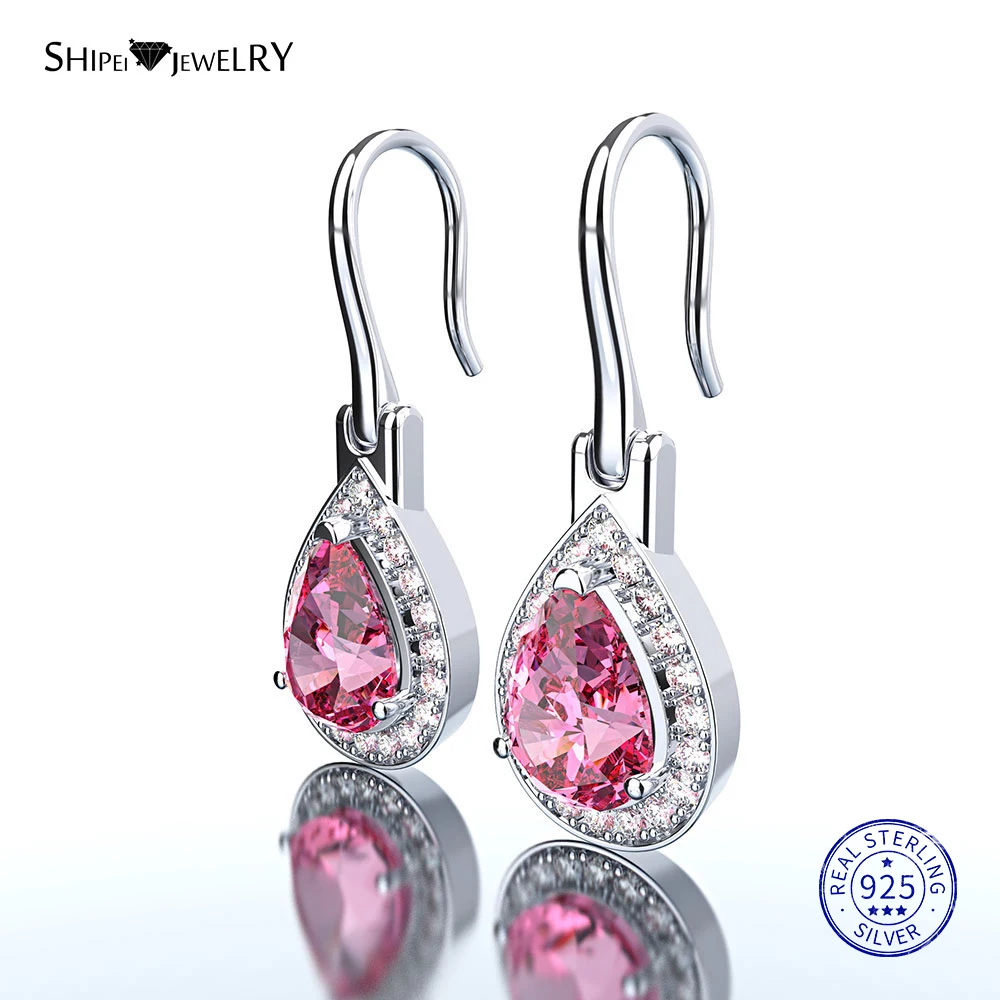 Женские серьги капельки Shipei 100% Стерлинговое Серебро 925 пробы желтый розовый
