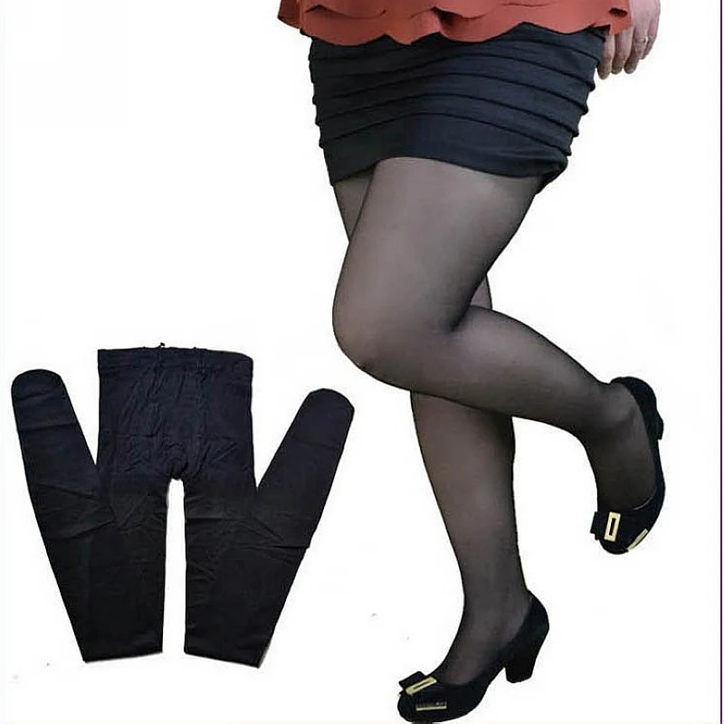Женщина 40D размера плюс колготки, чулки шланг, двойной блеск колготки леггинсы pantis medias белье - Цвет: Черный
