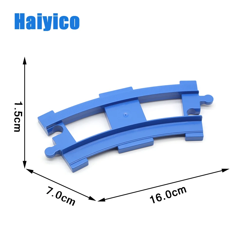 Трек комбинации большие строительные блоки кирпичи железнодорожный поезд кабина аксессуары совместим с Duplo наборы детские DIY игрушки подарок - Цвет: Blue curved track