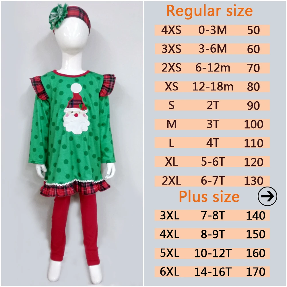 New Fashion Winter Little Girl Costume Round Neck Polka Dots Red Green New Year Baby Clothes Christmas Girls Outfits 2GK808-587