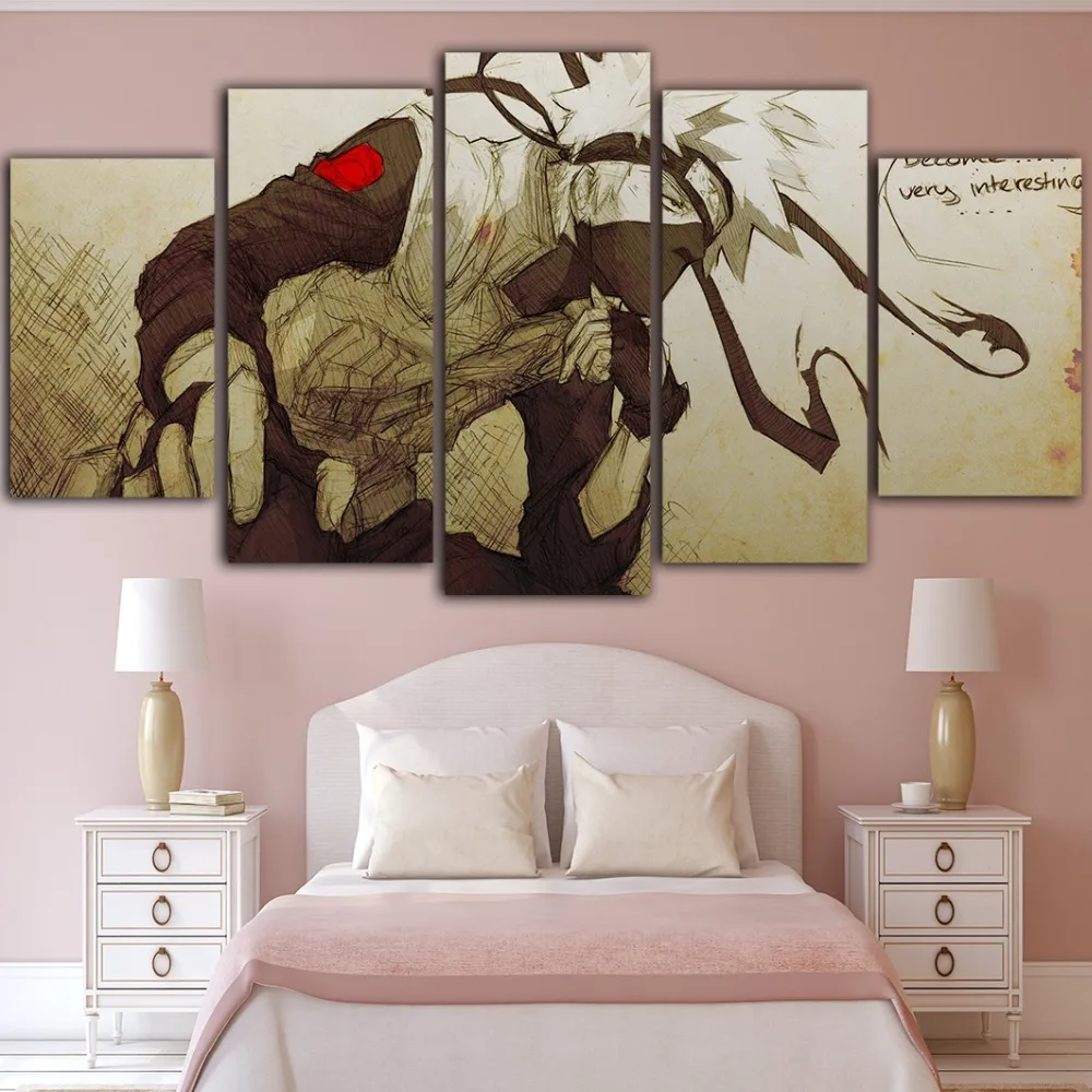 

Wall Art Canvas Home Decor Prints Painting 5 Panel Cartoon Naruto Kakashi Anime Posters Living Room Modular Pictures Framework