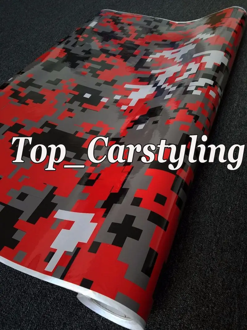 red digital camouflage vinyl car wrapping auto styling (5)