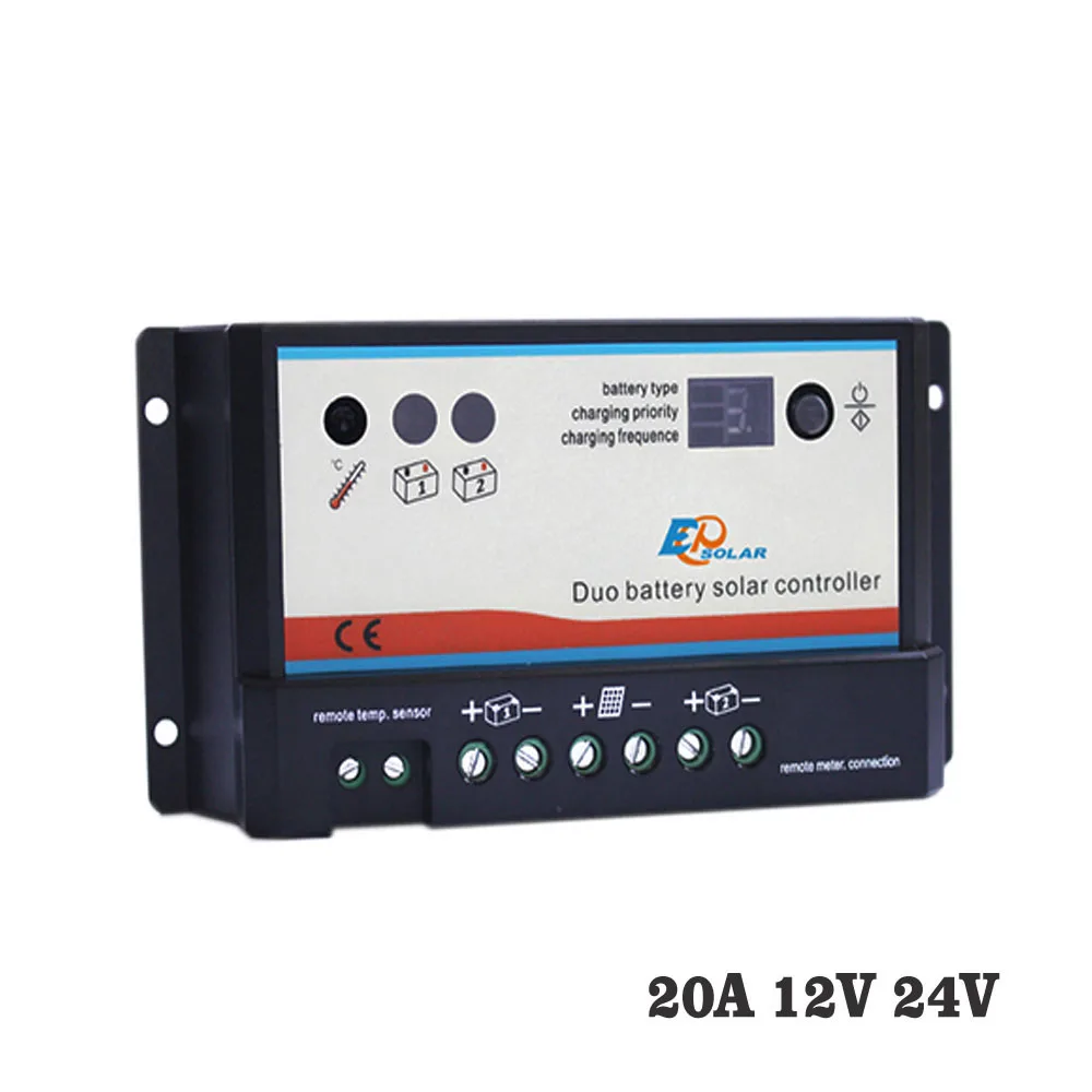20A 12V 24V PWM EPIPDB COM Dual Core Duo два Батарея солнечные батареи EPSolar Контроллер