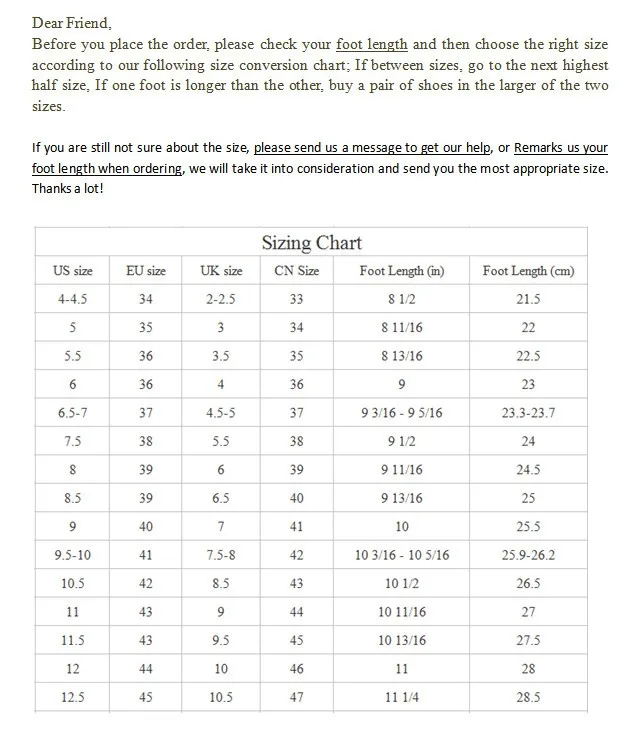 size chart