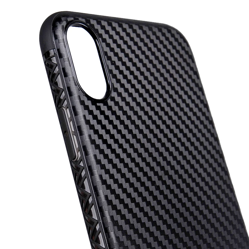 Carbon fiber Slim TPU PC Phone Case for iphone X Shockproof Protection