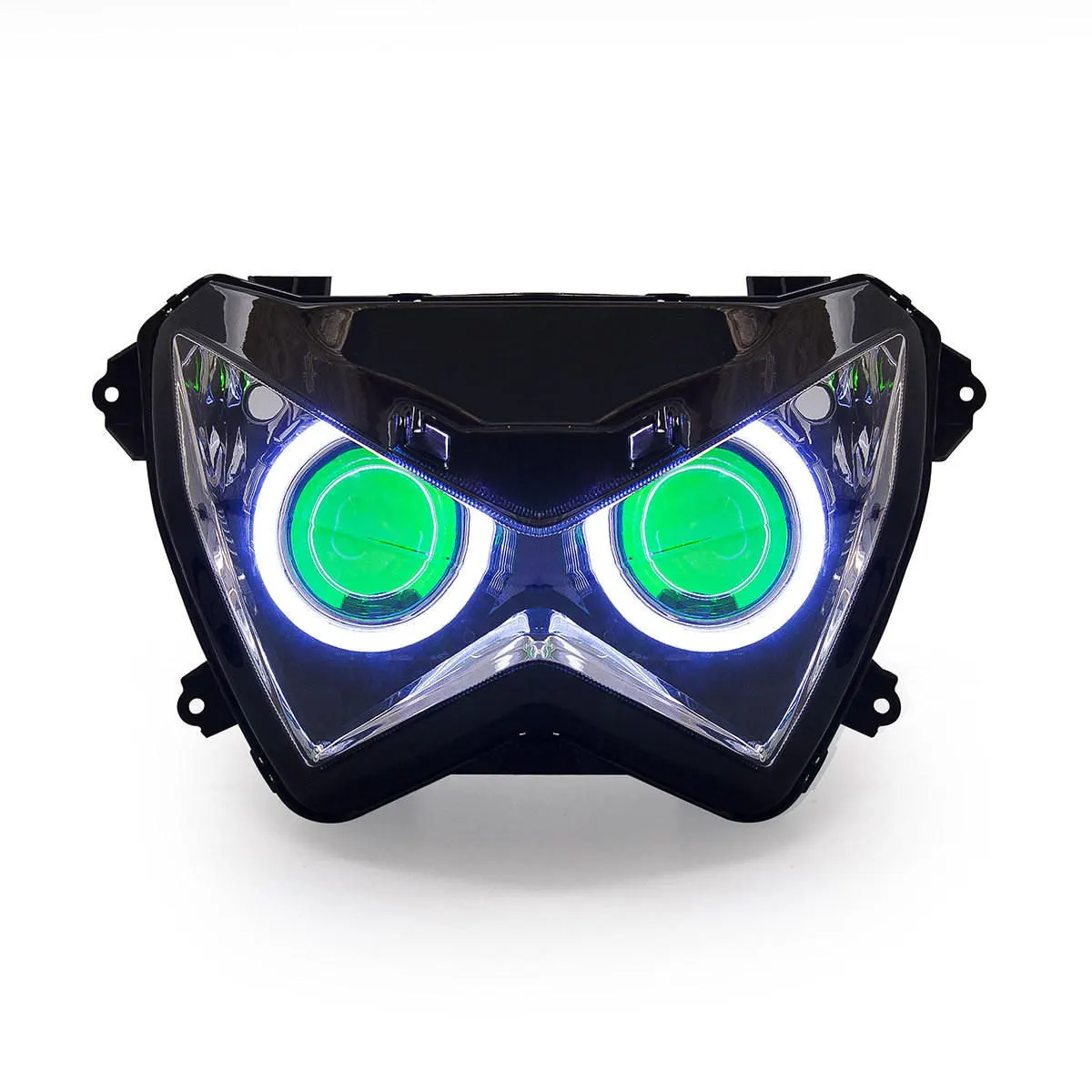 KT Мотоцикл Фар В Сборе для Kawasaki Z800 2013 Frontlight Ангел Глаз СПРЯТАЛ Объектив Проектора - Цвет: Green Demon Eye