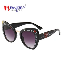 Солнцезащитные очки «кошачий глаз» Для женщин Роскошные Брендовая Дизайнерская обувь старинная буква с рисунком в виде надписи "любовь", женские солнцезащитные очки, очки Gafas de sol UV400