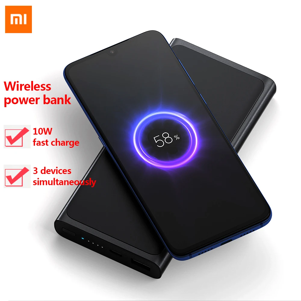 

Xiaomi Wireless Power Bank 10000mAh Qi Fast Wireless Charger USB Type C Mi Powerbank PLM11ZM Portable Charging Power bank