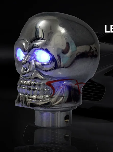 אוניברסלי גולגולת gear shift knob מנוף שיפטר הילוכים ידניים מקל מואר הילוכים מרוצי ראלי עיניים כחולות